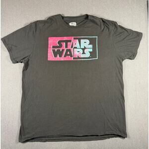 Star Wars Black Graphic T-Shirt Pink & Blue Split Logo Short Sleeve